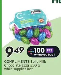 Sobeys COMPLIMENTS Solid Milk Chocolate Eggs offer