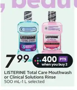 Sobeys LISTERINE Total Care Mouthwash or Clinical Solutions Rinse offer