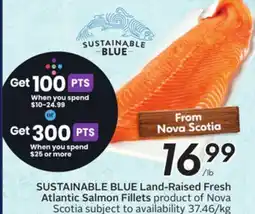 Sobeys SUSTAINABLE BLUE Land-Raised Fresh Atlantic Salmon Fillets offer