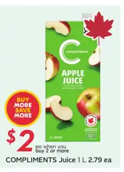 Sobeys COMPLIMENTS Juice offer