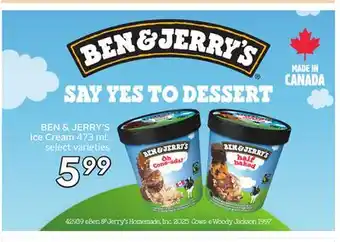 Sobeys BEN & JERRY'S Ice Cream offer
