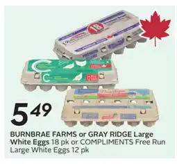 Sobeys BURNBRAE FARMS or GRAY RIDGE Large White Eggs offer