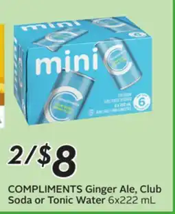 Sobeys COMPLIMENTS Ginger Ale, Club Soda or Tonic Water offer