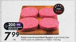 Sobeys Fresh Lean Ground Beef Burgers offer