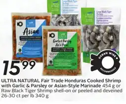 Sobeys ULTRA NATURAL Fair Trade Honduras Cooked Shrimp with Garlic & Parsley or Asian-Style Marinade offer
