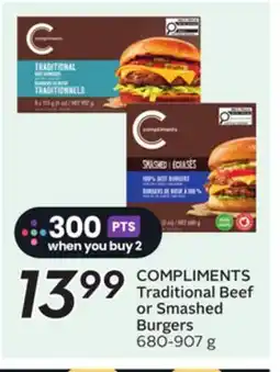 Sobeys COMPLIMENTS Traditional Beef or Smashed Burgers offer
