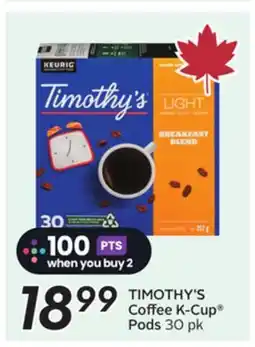 Sobeys TIMOTHY'S Coffee K-Cup Pods offer
