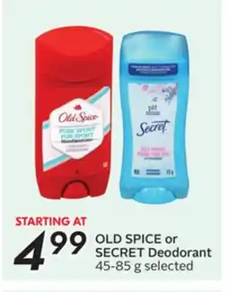 Sobeys OLD SPICE or SECRET Deodorant offer