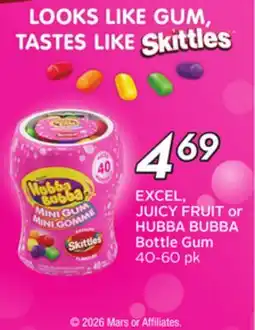 Sobeys EXCEL, JUICY FRUIT or HUBBA BUBBA Bottle Gum offer