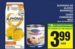Food Basics ALPHONSO OR ALJUICE BEVERAGES OR CEDAR CONDENSED MILK offer