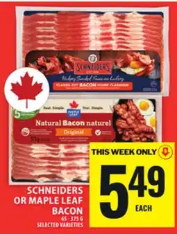 Food Basics SCHNEIDERS OR MAPLE LEAF BACON offer