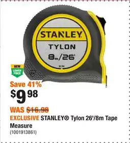 Home Depot EXCLUSIVE STANLEY Tylon 26'/8m Tape Measure offer