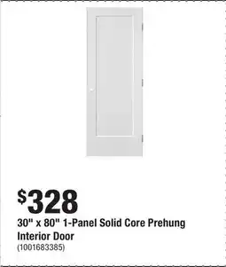 Home Depot 30 x 80 1-Panel Solid Core Prehung Interior Door offer