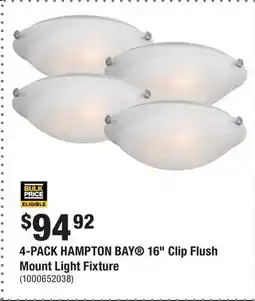 Home Depot 4-PACK HAMPTON BAY 16 Clip Flush Mount Light Fixture offer