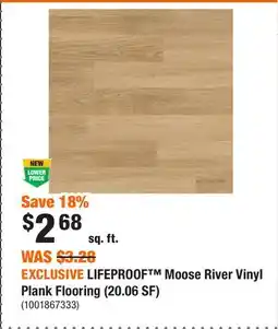 Home Depot EXCLUSIVE LIFEPROOF Moose River Vinyl Plank Flooring (20.06 SF) offer