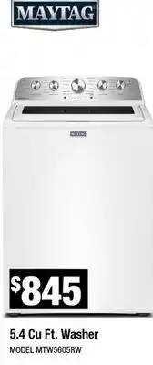 Home Depot 5.4 Cu. Ft. Washer offer