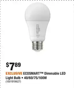 Home Depot EXCLUSIVE ECOSMART Dimmable LED Light Bulb • 40/60/75/100W offer