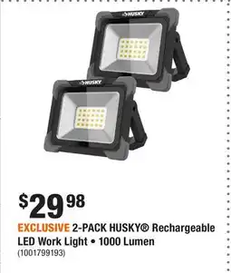 Home Depot EXCLUSIVE 2-PACK HUSKY Rechargeable LED Work Light • 1000 Lumen offer
