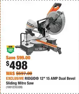 Home Depot EXCLUSIVE RIDGID 12 15 AMP Dual Bevel Sliding Mitre Saw offer