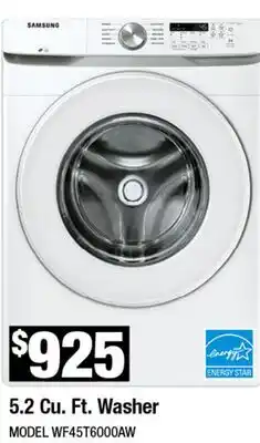 Home Depot 5.2 Cu. Ft. Washer offer