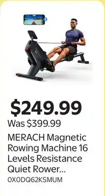 Walmart MERACH Magnetic Rowing Machine 16 Levels Resistance Quiet Rower with Bluetooth for Home Use offer