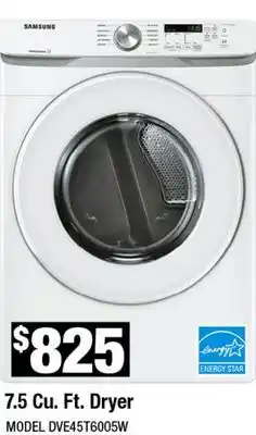 Home Depot 7.5 Cu. Ft. Dryer offer