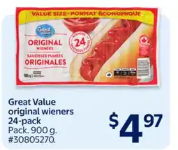 Walmart Great Value original wieners 24-pack offer