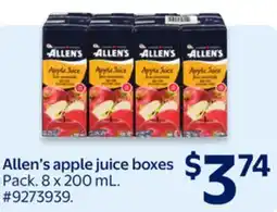 Walmart Allen's apple juice boxes offer