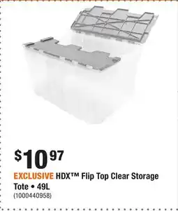 Home Depot EXCLUSIVE HDX Flip Top Clear Storage Tote • offer