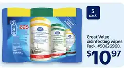 Walmart Great Value disinfecting wipes offer