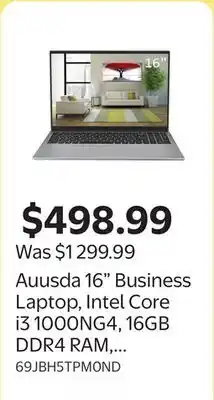 Walmart Auusda 16 Business Laptop, Intel Core i3 1000NG4, 16GB DDR4 RAM, 1TB M.2 NVMe SSD offer
