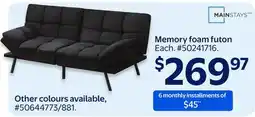 Walmart Memory Foam Futon offer