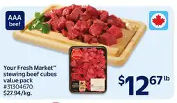 Walmart Your Fresh Market stewing beef cubes value pack offer