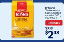 Walmart Britannia Toastea rusks offer