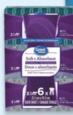 Walmart Great Value facial tissue 6-pack offer