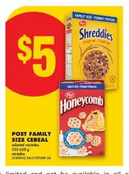 No Frills POST FAMILY SIZE CEREAL offer