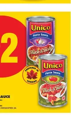 No Frills UNICO PASTA SAUCE offer