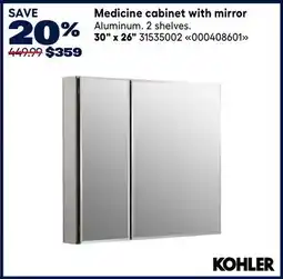 RONA KOHLER 30 x 26 Medicine cabinet with mirror offer