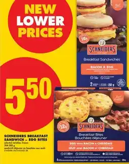 No Frills SCHNEIDERS BREAKFAST SANDWICH or EGG BITES offer