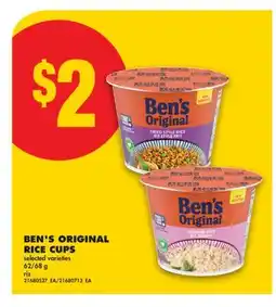 No Frills BEN'S ORIGINAL RICE CUPS, 62/68 g offer