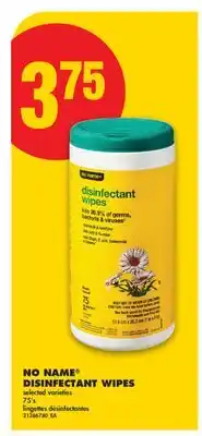 No Frills NO NAME DISINFECTANT WIPES, 75'S offer