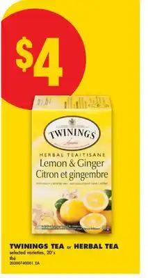 No Frills TWININGS TEA or HERBAL TEA, 20's offer