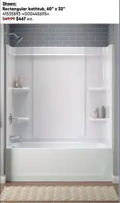 RONA MIROLIN and STERLING bathtubs and shower walls Rectangular bathtub, 60 x 32 offer