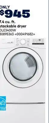RONA LG 7.4 cu. ft. stackable dryer offer