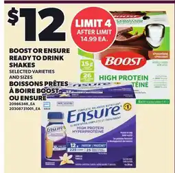 Independent Grocer BOOST OR ENSURE READY TO DRINK SHAKES offer
