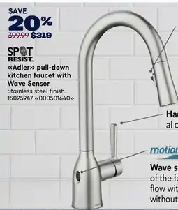 RONA MOEN Adler pull-down kitchen faucet with Wave Sensor offer