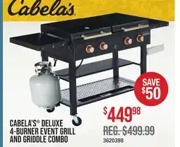 Cabela's CABELA'S DELUXE 4-BURNER EVENT GRILL AND GRIDDLE COMBO offer
