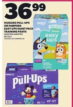 Loblaws HUGGIES PULL-UPS OR PAMPERS EASY UPS GIANT PACK TRAINING PANTS, 68-112'S offer