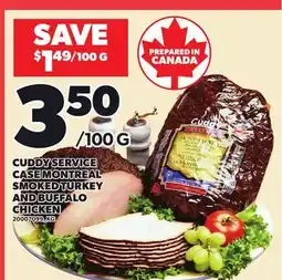 Loblaws CUDDY SERVICE CASE MONTREAL SMOKED TURKEY AND BUFFALO CHICKEN offer