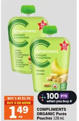 Foodland COMPLIMENTS ORGANIC Purée Pouches offer